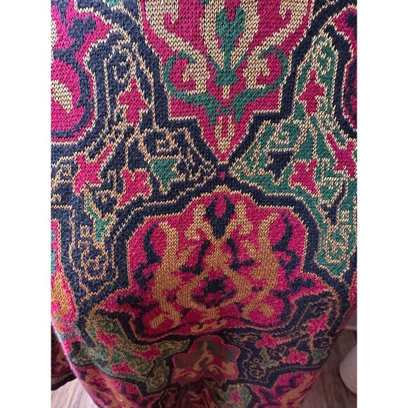 VTG 80s 90s Tapestry-Jumper Sweater Shoulder pads Retro cotton blend Mardi Gras - Picture 4 of 16